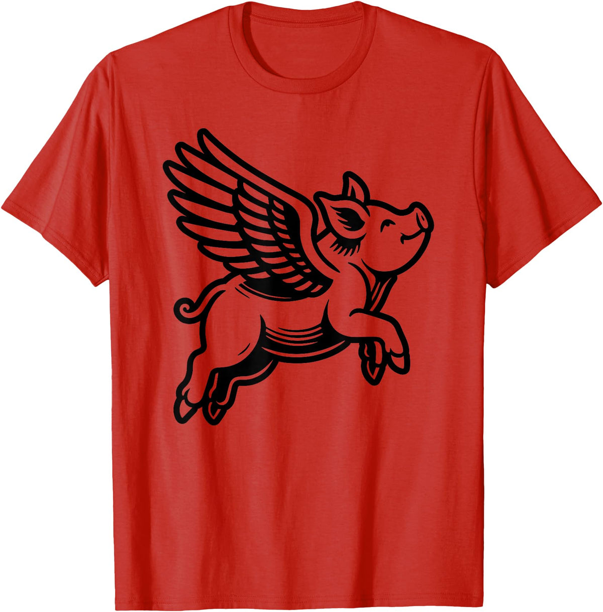 Funny Pig Humor by TKsTees Funny Flying Pig Oink Aviator T-Shirt - Red