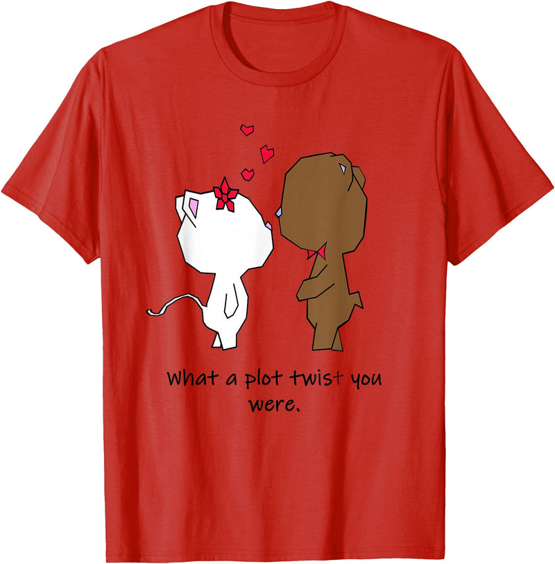 Valentinstag Geschenk - Love Animal Couple Love Animal Cat and Bear Couple - Valentine's Day Gift T-Shirt - Red