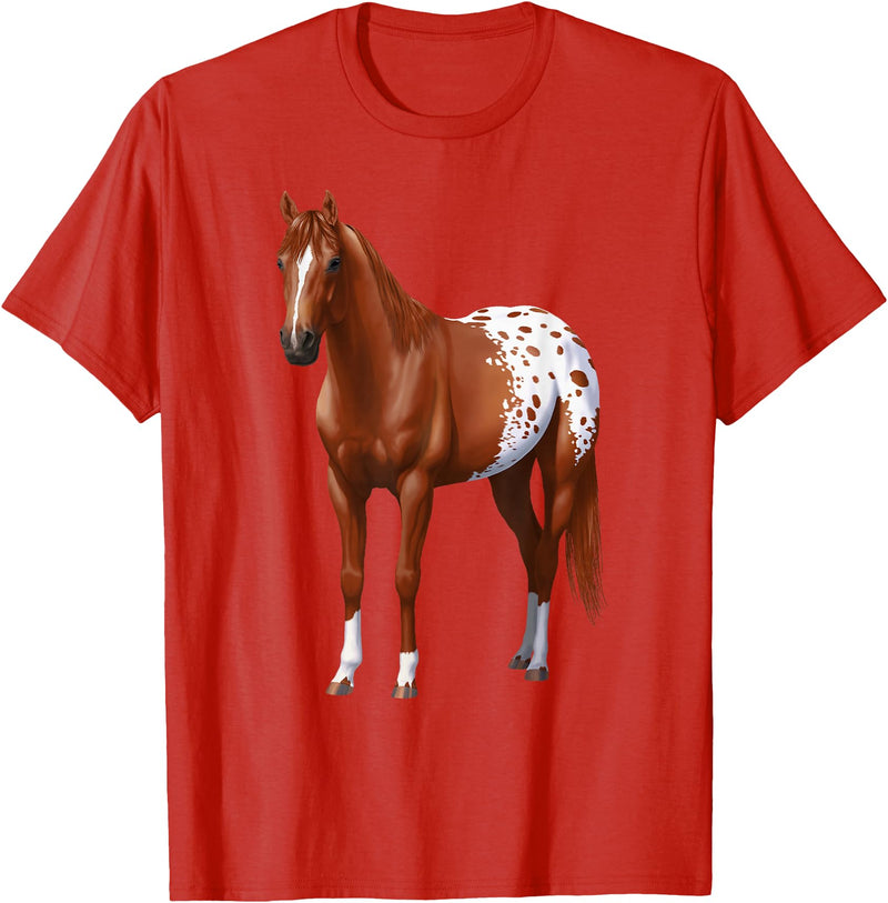 Horse Lover Art by CSForest Chestnut Sorrel Blanket Appaloosa Horse Lover Gift T-Shirt - Red