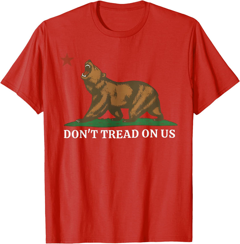 Dont Tread On Us Bear California Patriot Tee Don't Tread On Us California Bear Patriotic T-Shirt - Red