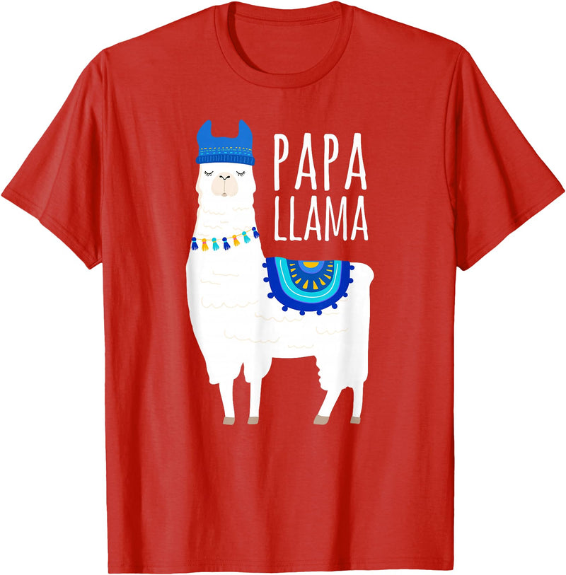 Mama Llama Lover Gifts by Memme Papa Llama T-Shirts for Men T-Shirt - Red