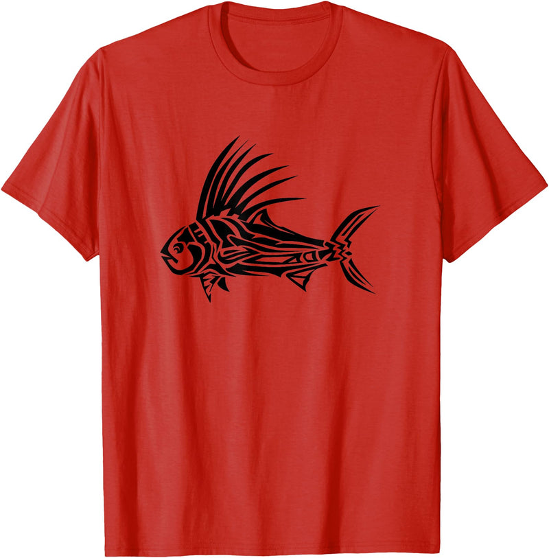 Fishing Tee Shirts & Fisherman Gifts Roosterfish Shirt - Cool Rooster Fish Tribal Design T-Shirt T-Shirt - Red