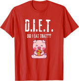 Drink Eat Enjoy Weight Gain Worry Diet Later CLR D.I.E.T. Did I Eat That Hungry Food Pig Pizza Buffet Novelty T-Shirt - Red