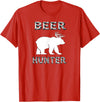 funny Beer Hunter shirt Funny Bear Deer BEER Hunting Tee Shirt T-Shirt - Red