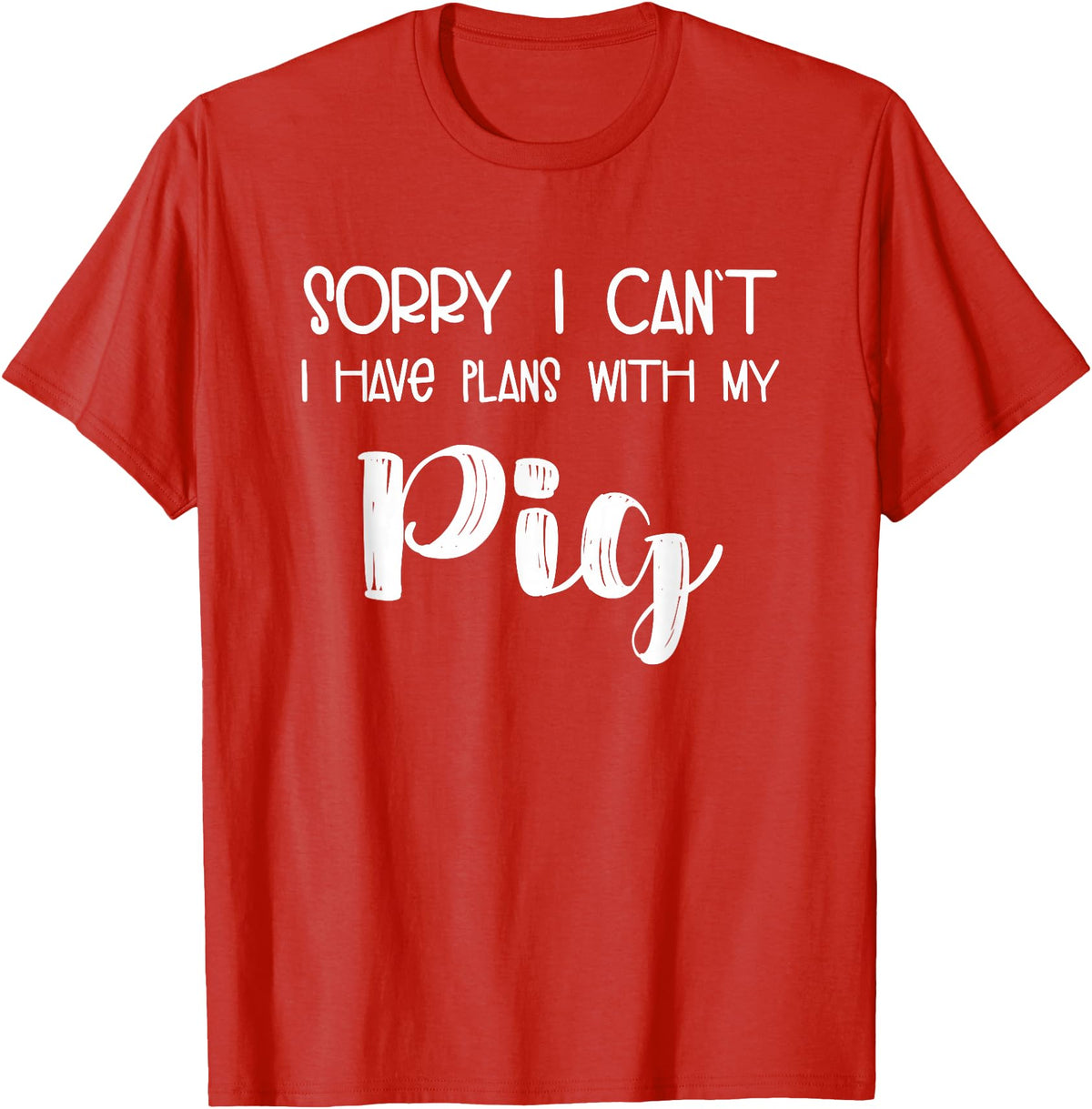 Pig Appreciation Worldwide Animal Lover Sorry I Can't I Have Plans With My Pig T-Shirt - Red