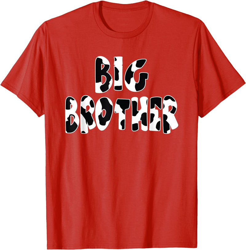 funny saying Gifts for Family Members and more Big Brother Cow Print Cow Pattern T-Shirt - Red