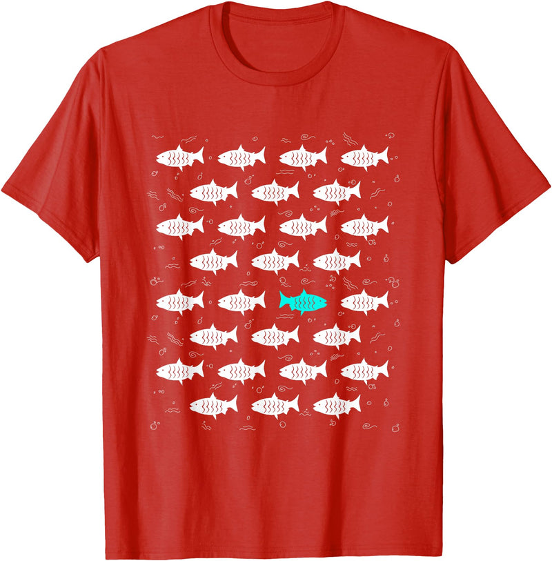 Fish Swimming Against the Ocean By Raminz Fish Swimming Against the Ocean and against Current design T-Shirt - Red