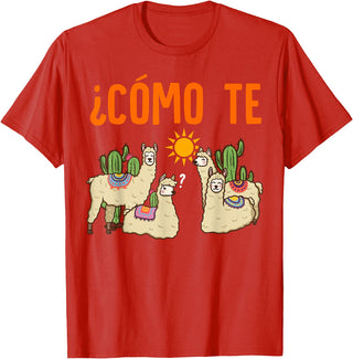 Nerd Ninja Llama Como Te LLamas Spanish Teacher Llama Gift T-Shirt for Men Women Girls Kids - Red