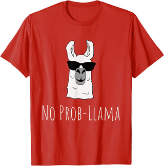 Llama Mama Apparel No Prob-Llama No Problem Cute Funny Cool Llama Alpaca Gift T-Shirt - Red
