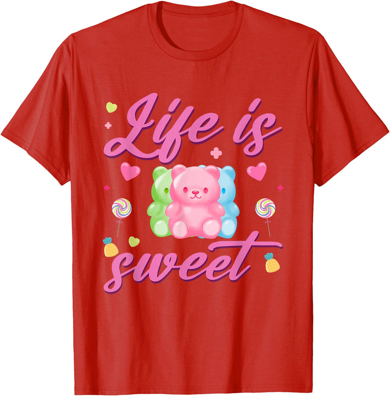 Funny gummy bear lover gummy bear candy Gummy Bear Life is Sweet Candy Gummy Bear T-Shirt - Red