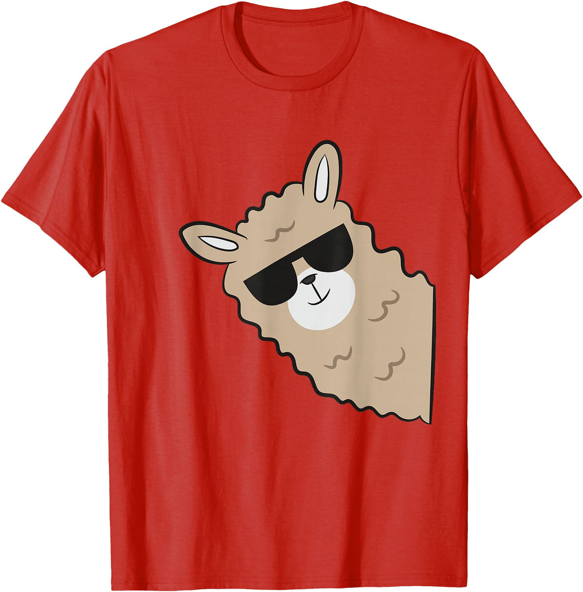 Funny Llama And Alpaca Gifts Cute Llama Alpaca with Sunglasses Funny Llama T-Shirt - Red