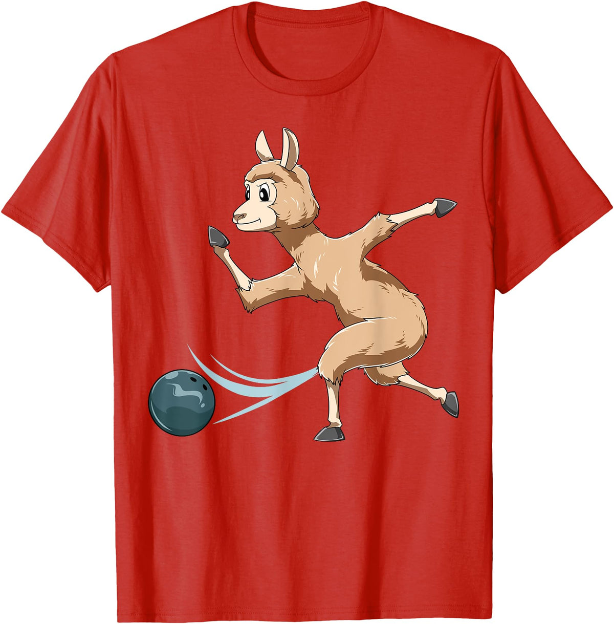 Bowling Gifts & Tees Llama Bowling Llama Playing Bowling Llama T-Shirt - Red