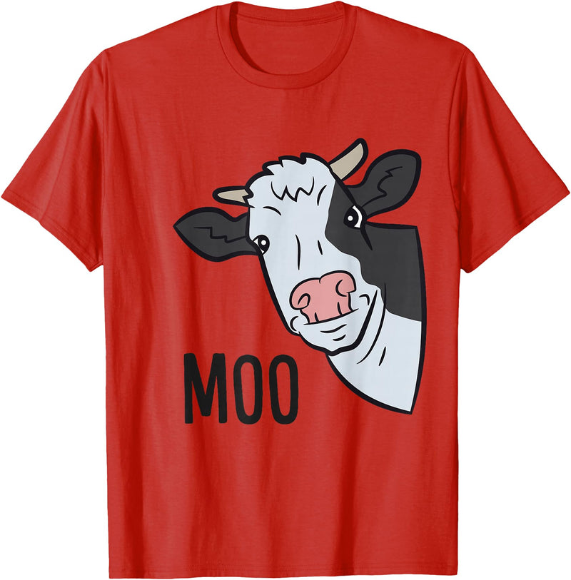 Cow Farm Animal Tees For Cow Lovers Cow Moo Farm Animal Funny Cow T-Shirt - Red