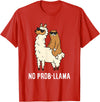 The Llama Lover No Prob-llama Cute No Prob Llama T-Shirt - Red