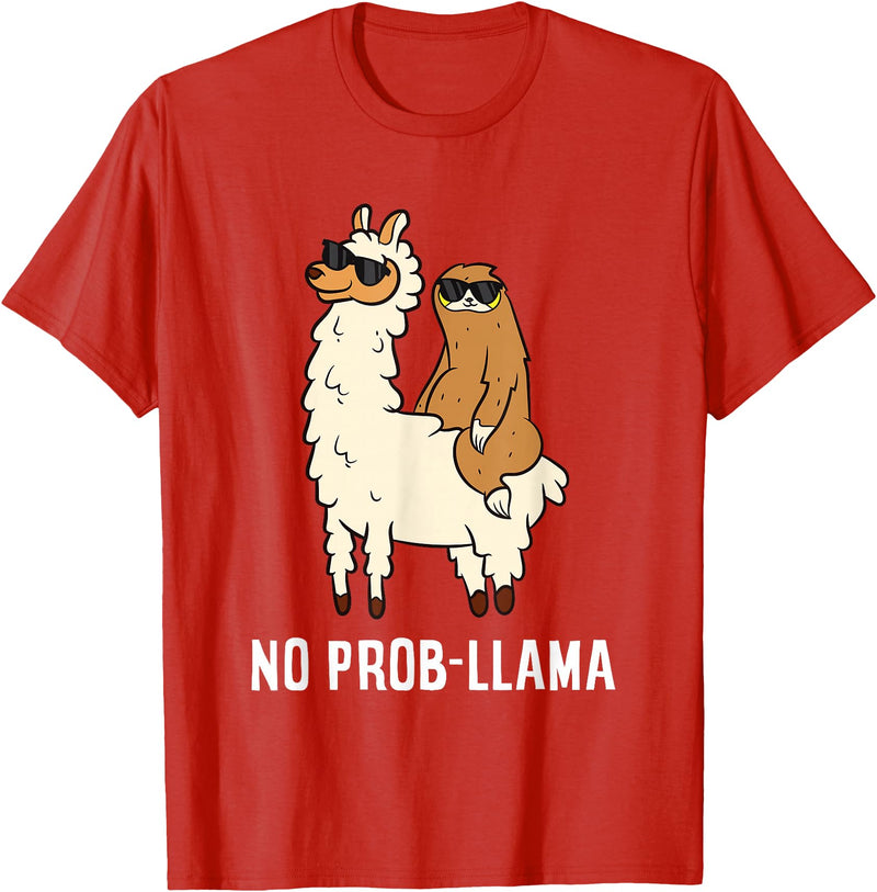 The Llama Lover No Prob-llama Cute No Prob Llama T-Shirt - Red
