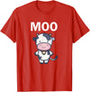 Moo Cow Funny Farmer Cow for Adults Kids Boys and Girls T-Shirt - Red