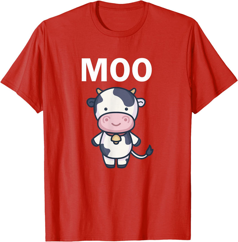 Moo Cow Funny Farmer Cow for Adults Kids Boys and Girls T-Shirt - Red