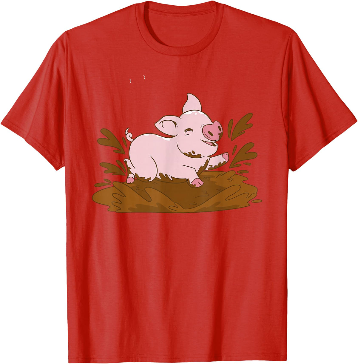 Pigs Mud Pig Playing in the Mud T-Shirt - Red
