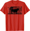 Funny Red Angus Rancher Gift for Cattle Lover USA American Flag - America Cow Red Angus Rancher T-Shirt - Red