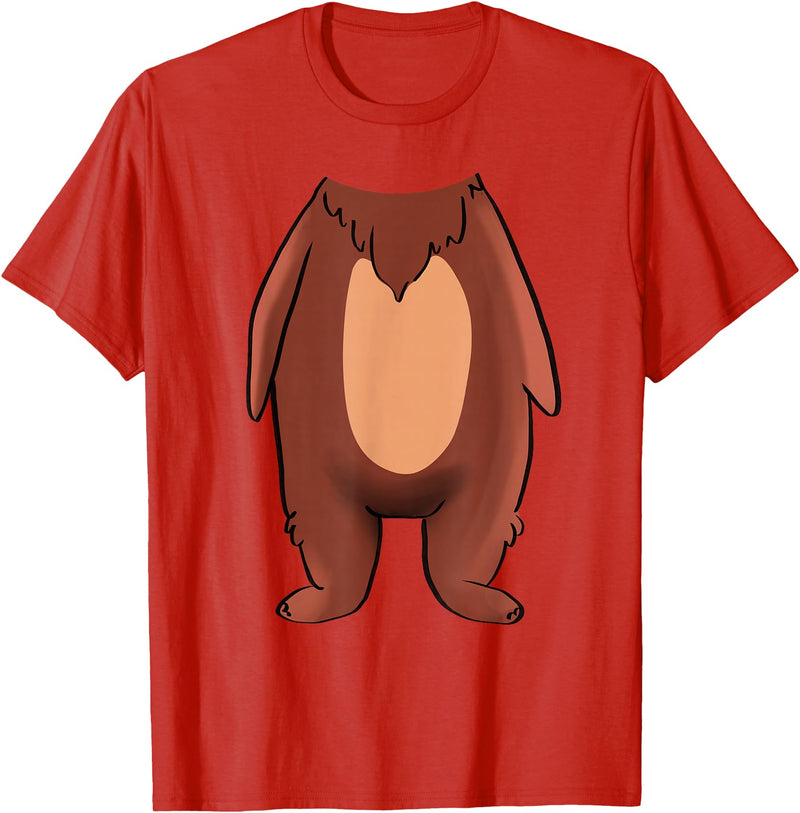 The Easy Costume Idea Shop Bear Halloween Costume Shirt - Brown Grizzly Bear T-Shirt - Red