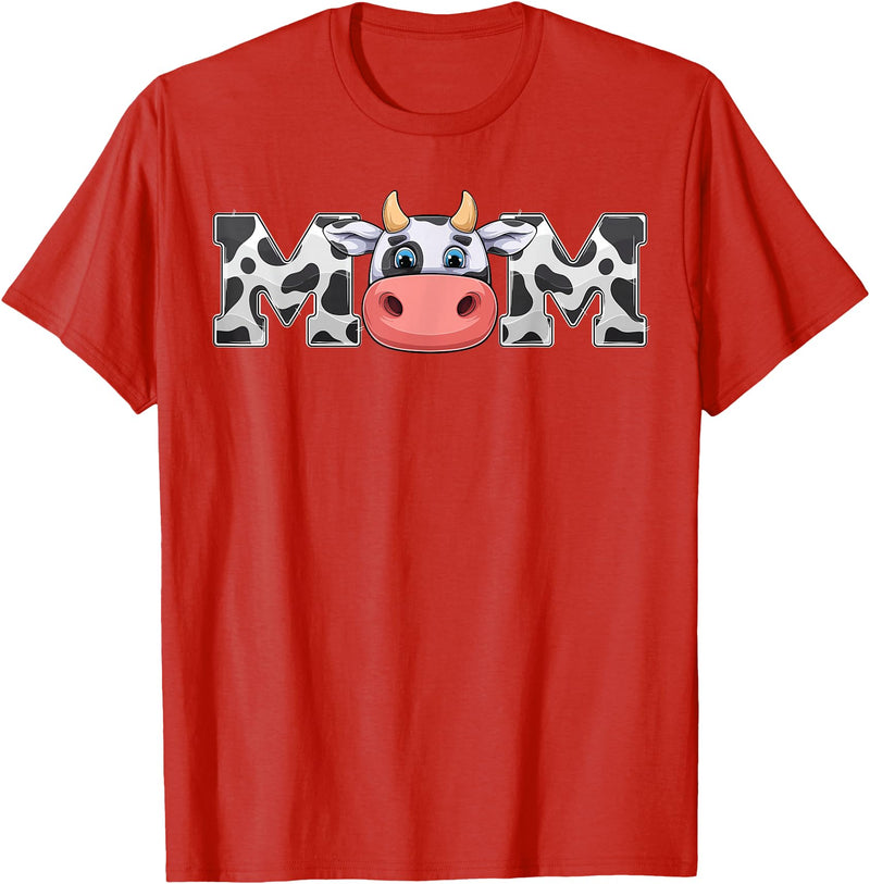 ETHRLO cow im one birthday decorations Shirts Mom Cow Print Cowboy Animal Pattern Farmer Cow Mother Mom T-Shirt - Red