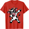 Funny Dabbing Cow Design Ls Dabbing Cow Farm Animal Cow Lover Farming T-Shirt - Red