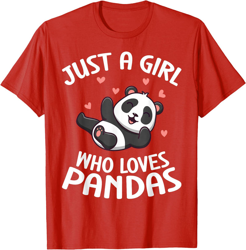 Panda Bear Clothing Panda Lover Cute Kids Just A Girl Who Loves Pandas T-Shirt - Red