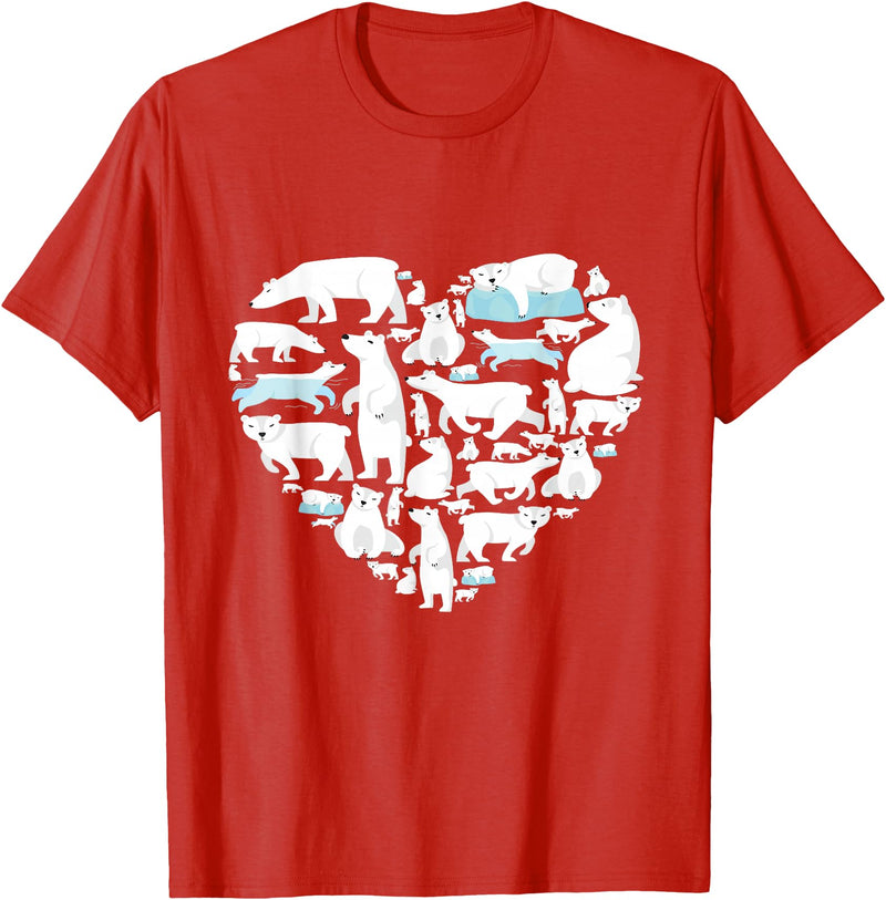 Polar beart lover heart gifts idea kids boys girls Polar Bear Lover Polar Bear Heart Valentine Gift Men Women T-Shirt - Red