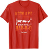Bbq Humor Barbecue Grilling Pig Cow Chicken Funny A Cow A Pig and A Chicken Walk Into A Bar B Q Funny BBQ Gril T-Shirt - Red