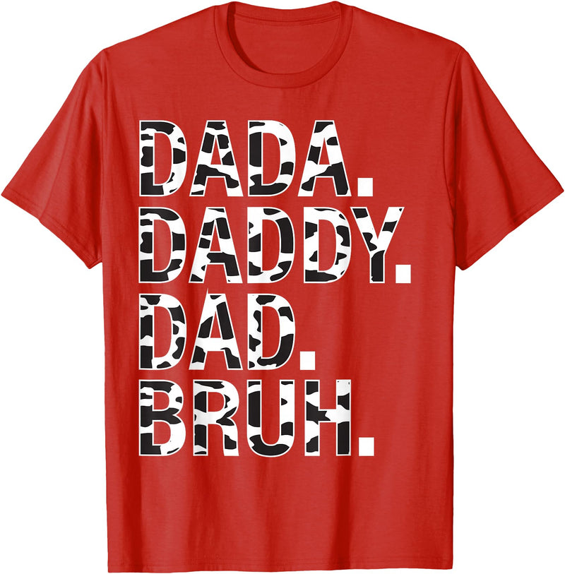 Highland Cow Dad Shirt Dad Cow Print Father's Day Dad Dada Daddy Bruh Papa Cow Daddy Love Cows Dad Cow Print T-Shirt - Red