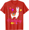 Birthday Llama Shirts Gift Cute Llama Shirt Party Animal Funny Gift for Birthday Girl T-Shirt - Red