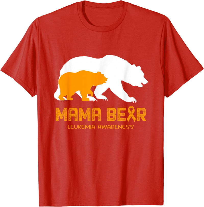 LEUKEMIA Awareness T-Shirt Mama Bear LEUKEMIA Awareness Shirt For Women Men T-Shirt - Red