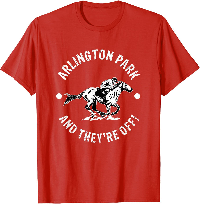 Horse Racetrack Designs Arlington Park Racetrack Horse Racing Equestrian IL Derby T-Shirt - Red