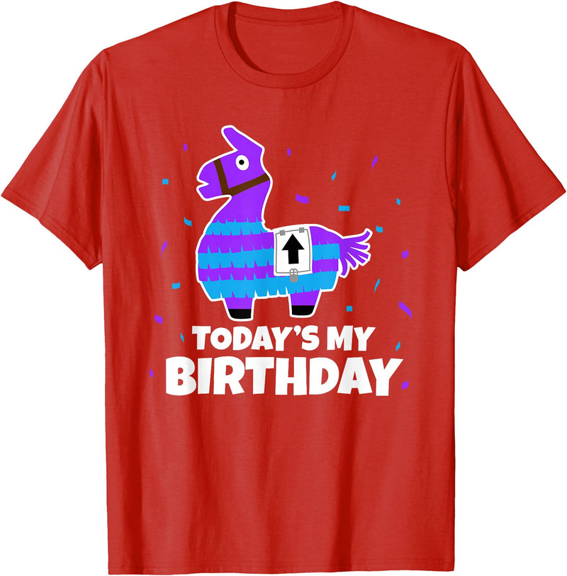 Todays My Bday LLama Tees Cute Birthday Llama Funny Bday Animal Party T-Shirt - Red