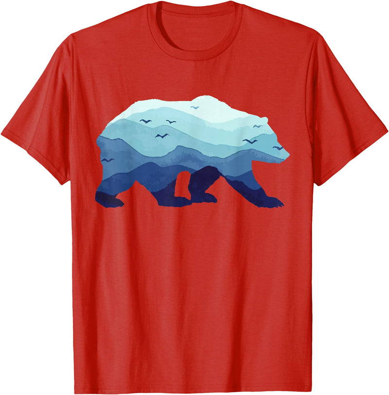 Grizzly Bear Mountains - Gifts & Apparel Co. Bear Nature Mountains Grizzly Hiking Camping Outdoor Gift T-Shirt - Red