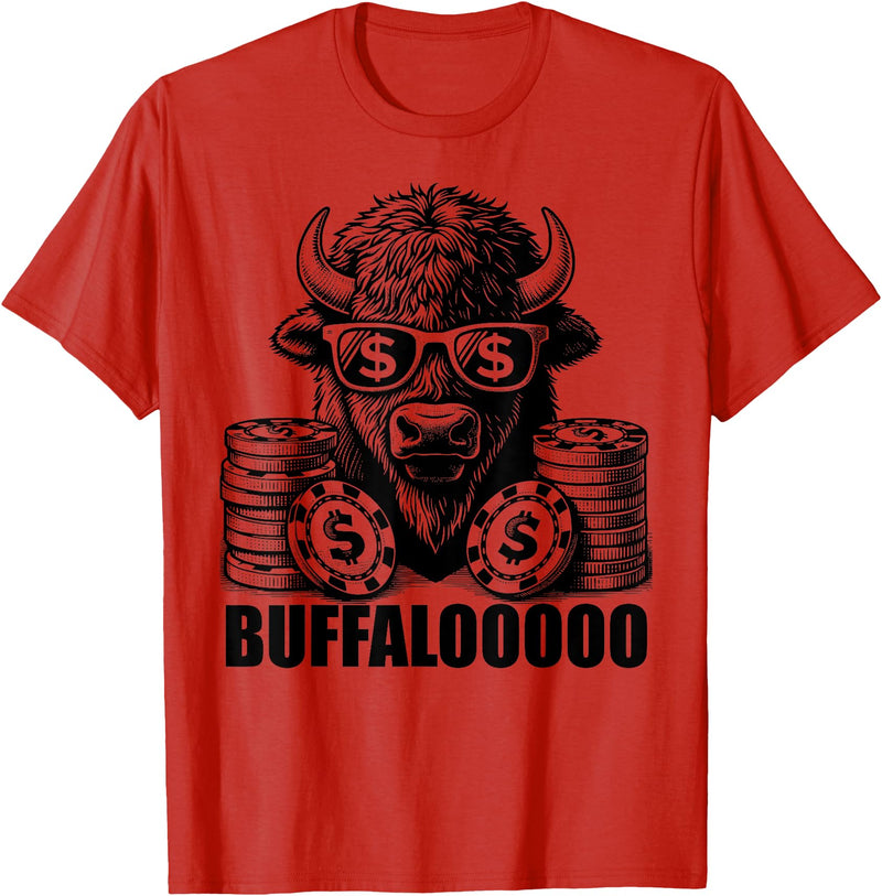 Gambling Gift Casino Gambler Stuff & Accessories Lucky Buffalo Casino Slot Machine BUFFALOOOOO Gambling T-Shirt, Small, Grey
