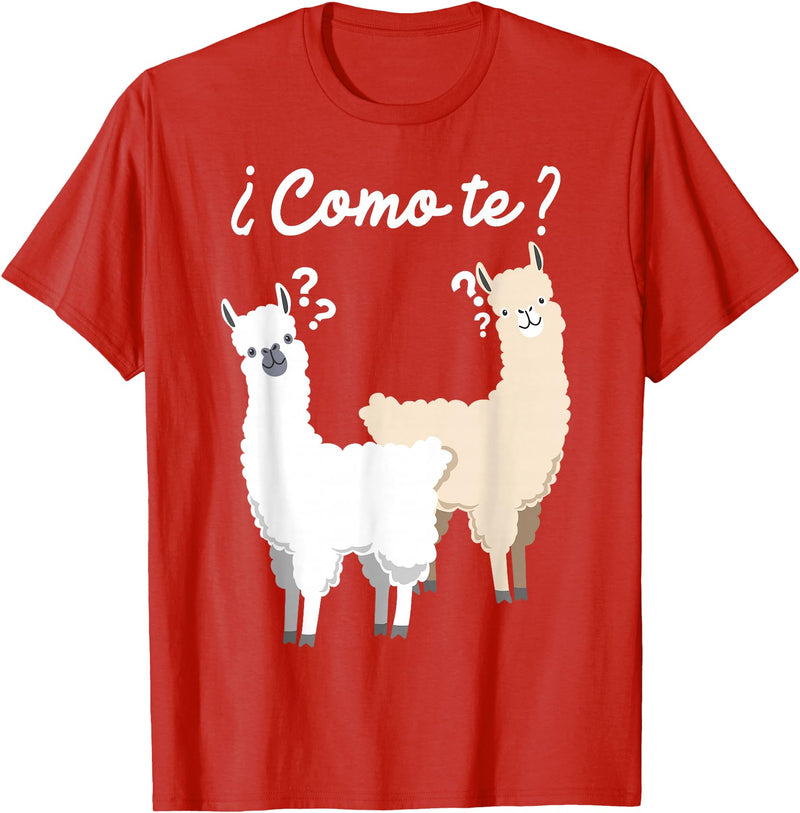 Spanish design | Llama gift | Funny Spanish design Funny Spanish gift, Como Te Llama, Llama design T-Shirt - Red