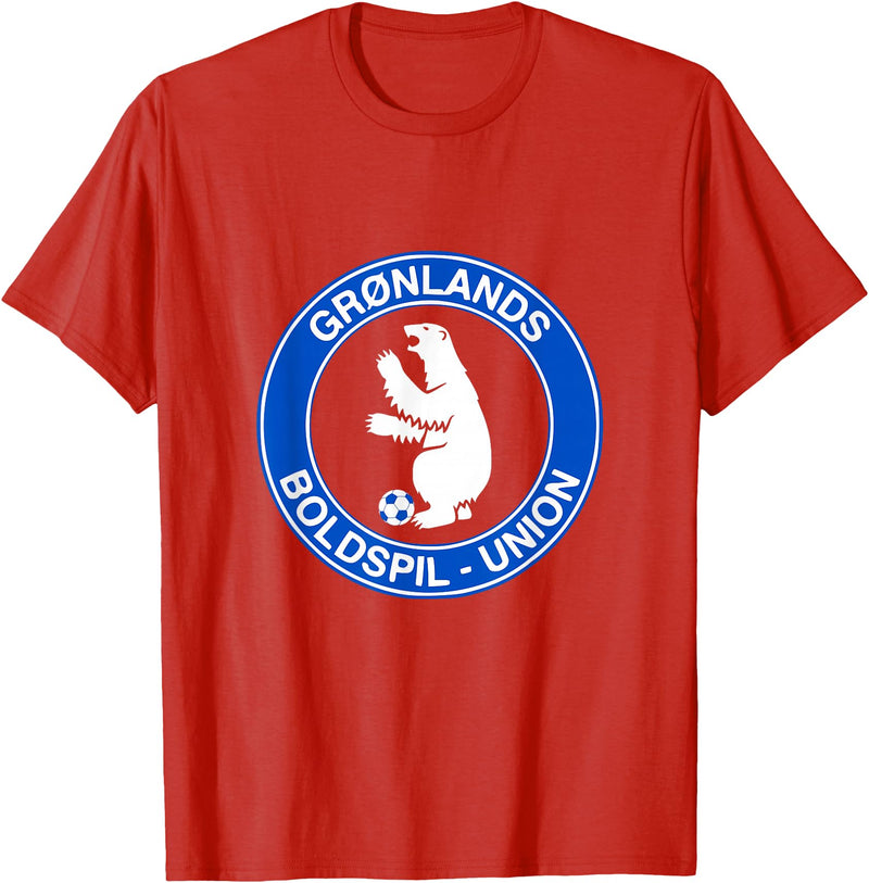 Bosco T. Jones Football Designs Greenland Polar Bear Football (Soccer) Shirt T-Shirt - Red