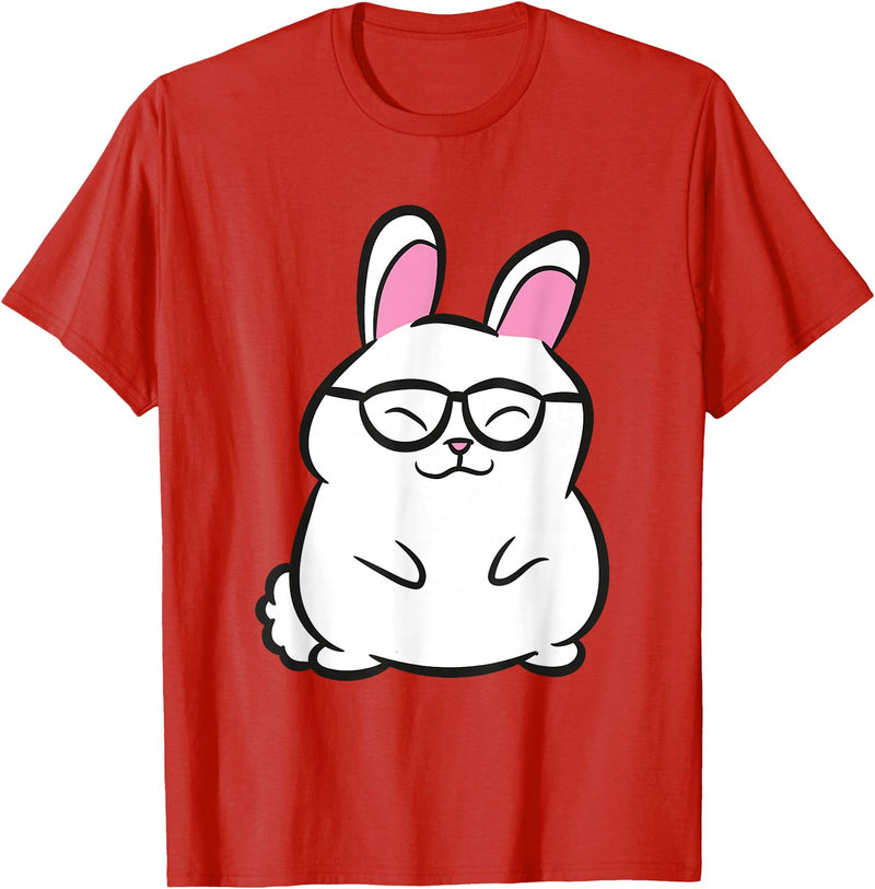Nerdy Rabbit Owner Rabbit Hipster Rabbit T-Shirt in Red