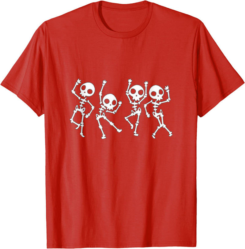 halloween costumes skeleton halloween dabbing and dancing tshirt T-Shirt - Red