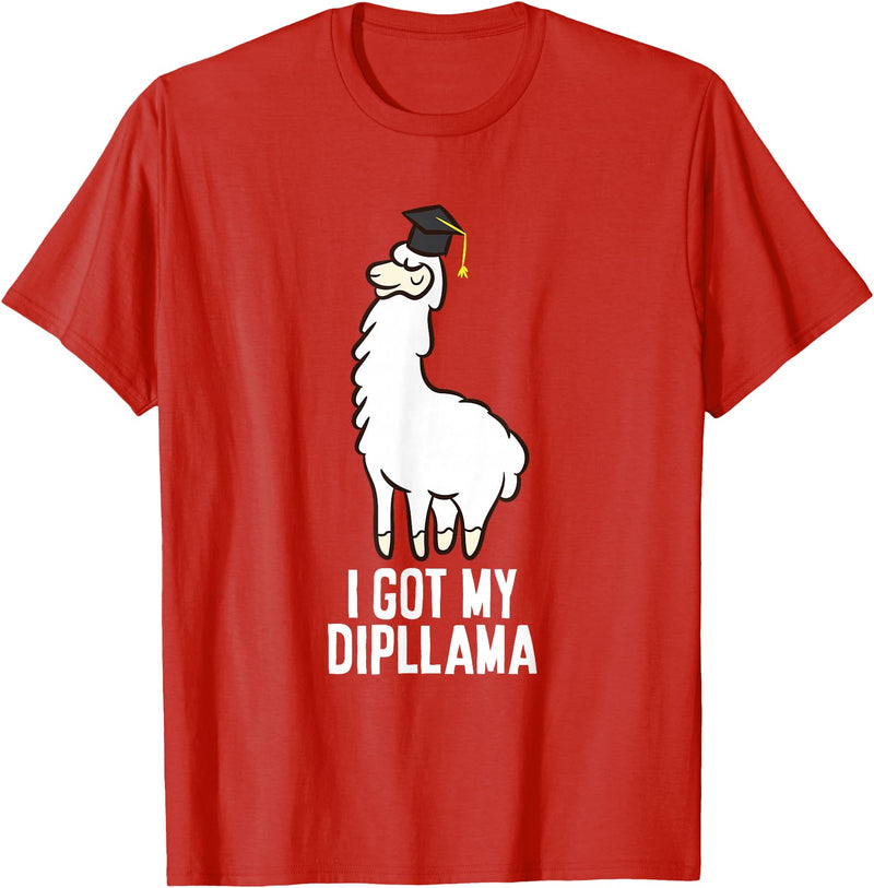 Funny Llamas Gifts LLama Graduation I Got My Dipllama Cute Llama T-Shirt - Red