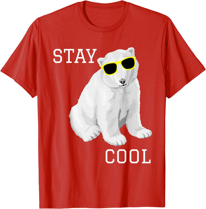 Cool bleiben Eisbär Stay Cool Cute Baby Polar Bear Cub with Sunglasses T-Shirt - Red