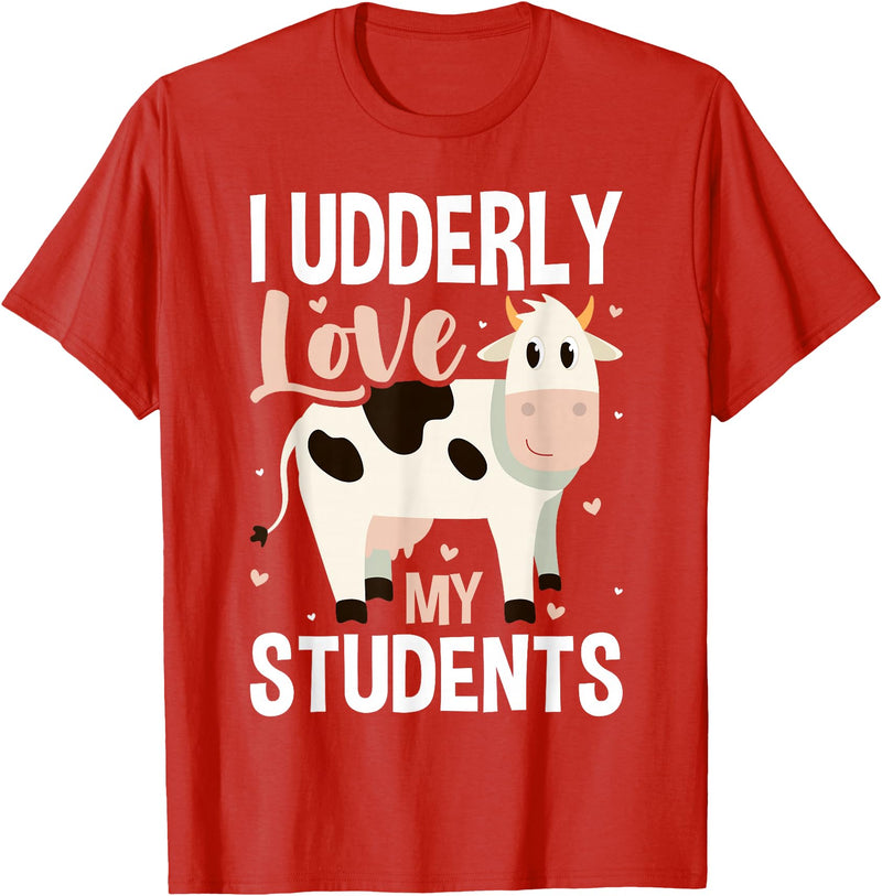 Cow Lover Gift Co. Cow Teacher Lover T-Shirt - Red