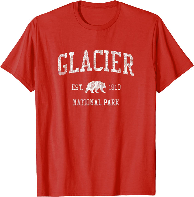Jim Shorts Glacier National Park T-Shirt Vintage Sports Design Tee T-Shirt - Red