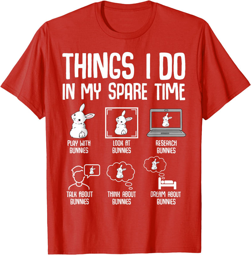 Things I Do in My Spare Time Bunny Rabbit Girls Kids Womens T-Shirt in Red