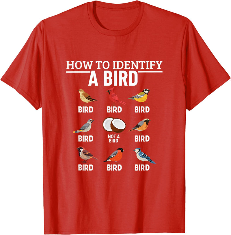 Funny Birding Watch Designs How to Identify A Bird Funny Bird Watching T-Shirt - Red