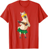 Llama Ukulele Luau TShirt Cute Gifts Llama Ukulele Luau Cute Funny Cool Hawaii Alpaca Gift T-Shirt - Red