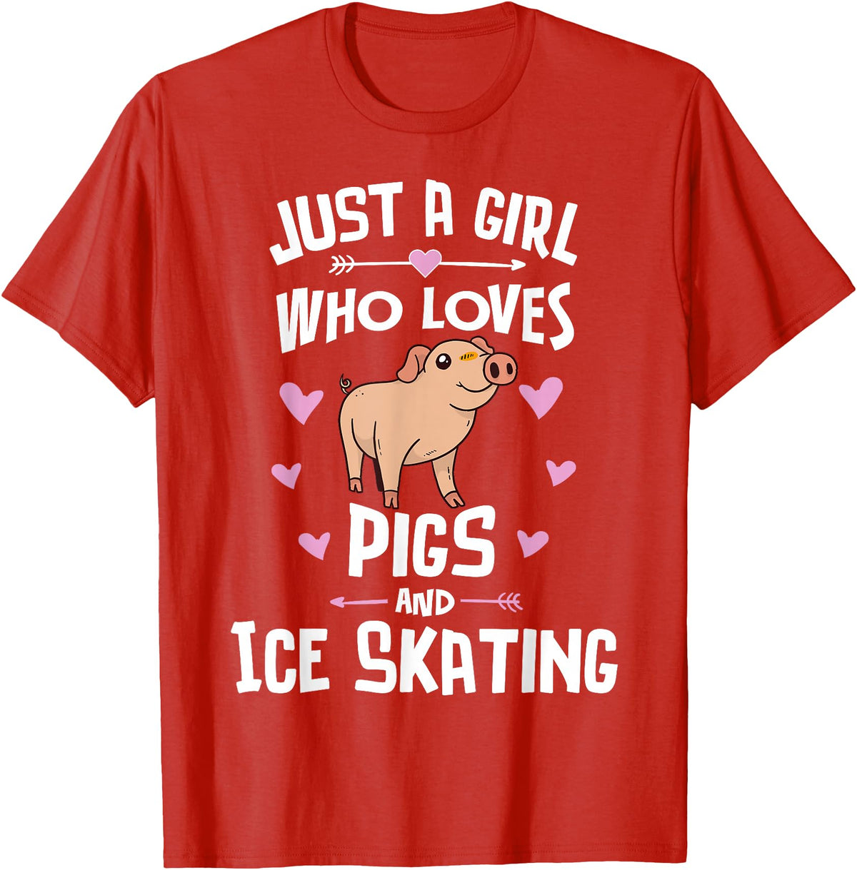 Pigs Memme Pigs And Ice Skating Gifts for Girls Women T-Shirt - Red