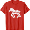 Angry Ant Graphics - Percheron Horse Distressed Silhouette of Percheron Draft Horse T-Shirt - Red