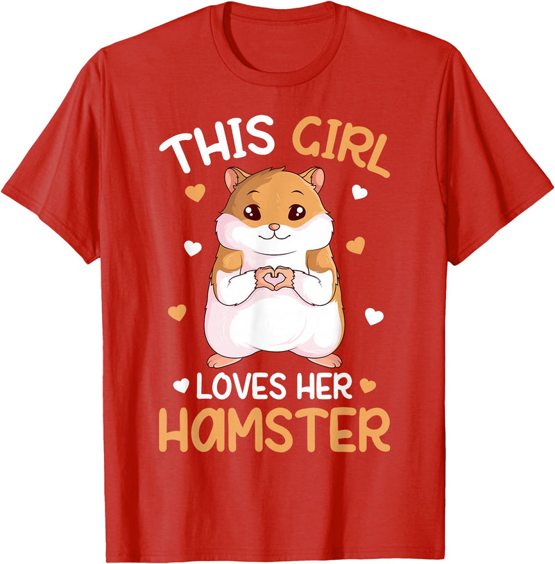 This Girl Loves Her Hamster Hammy Girls Hamster Lover T-Shirt - Red